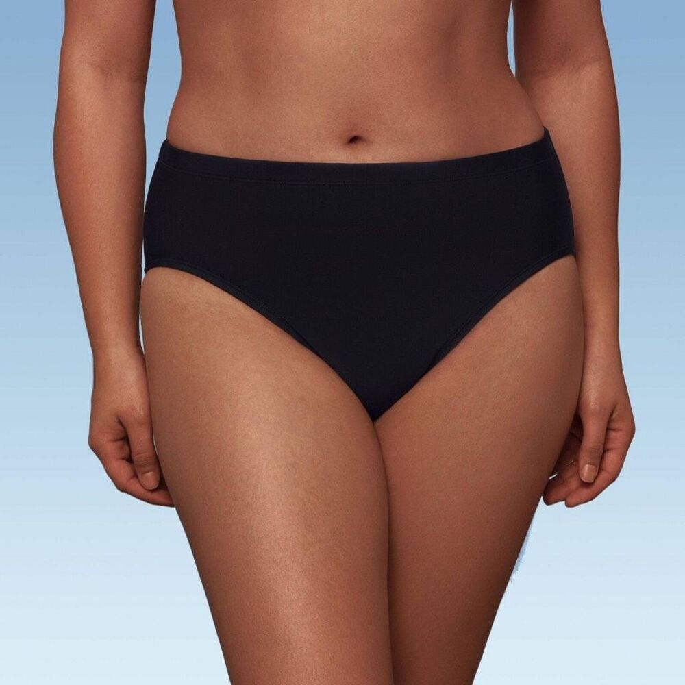 NWT Womens Aqua Green Black UPF 50 Mid-Rise Bikini Briefs Bottoms 868061 - Sz XL